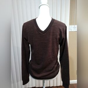 Ohoo Sweater Dark Brown V Neck Pullover Men's Size Small Chest 36"